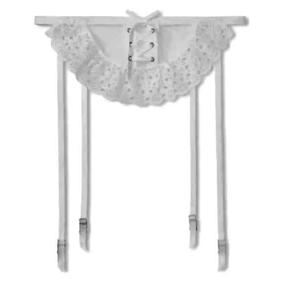Victoria Secret Dream Angels White Eyelet Lace Garter Belt Skirt, NWT, Size XS/S - Picture 7 of 16